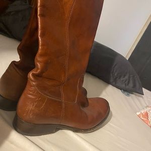 Frye Tall Boots Womens 11 Brown Leather Melissa Button Pull On Riding Boots